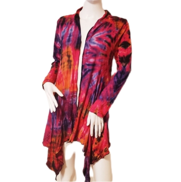 TIE DYE *5 Colors Avail* Rayon Stretch L/S Cardigan OS - Picture 1 of 8
